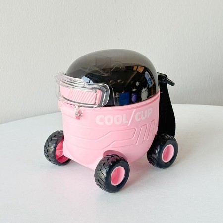"Cool Cup" Toy Car Shaped Kids' Water Bottle with Straw & Carrying Strap - 550ml (BPA-Free)