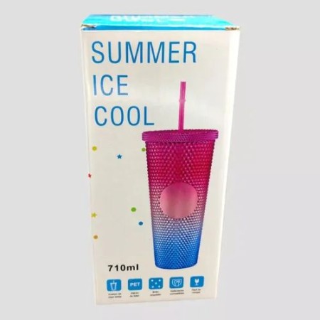 710ml Summer Ice Cool Studded Tumbler with Lid and Straw