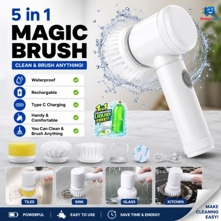 5 in 1 Magic Brush - (Free 1Ltr Dishwashing Liquid)