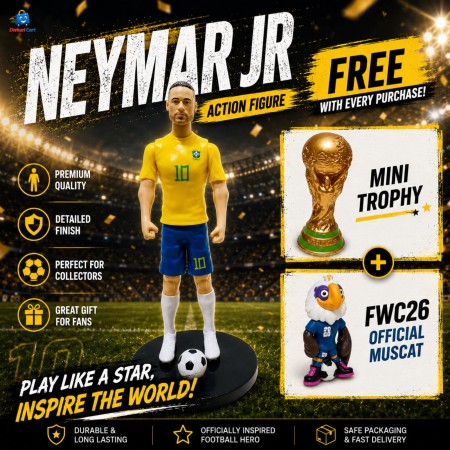 Neymar - Action Figure Statue with Mini Fifa Trophy and FWC26 Official Muscat (FREE)